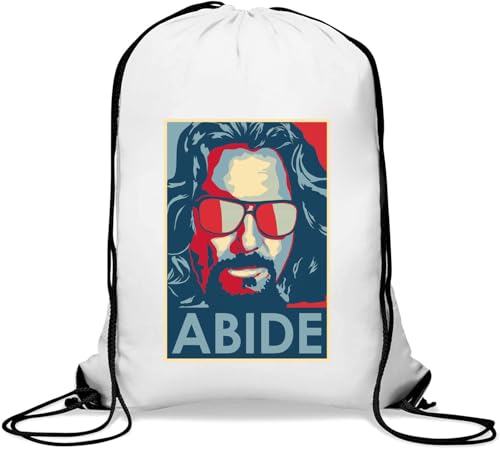 The Dude Pop Art Styled Abide Poster Gym Sack Casual Drawstring Bag White von Generisch