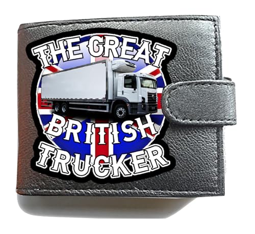 The Great British Trucker Design Anti RFID Theft Wallet Black Soft Leather Large Coin Pocket, Schwarz , L, Klassisch von Generisch