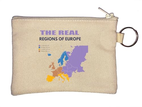 The Real Regions of Europe map Easter Europe Funny Key Chain Coin Purse Beige von Generisch