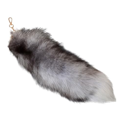Therian Tail Fuchsschwanz Anhänger Fell Schwanz Keychain 40cm Extra Groß Fuchs Schlüsselanhänger Tasche Zusätze Auto Schlüsselketten Anhänger Weich Flaumig Fox Tail Handtasche Dekoration (C) von Generisch