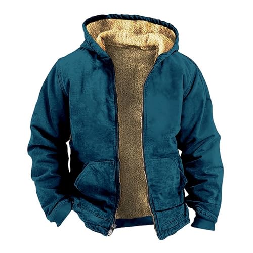 Thermo Hoodie Pullover Herren Winter Langarm Reißverschluss Teddy Fleece Sweatshirt Warm Gefüttertes Pulli Dicke Kapuzenpullover Große Größe Fleecepulli Einfarbig Weich Bequem Plüsch Unterhemd von Generisch