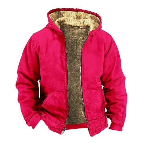 Thermo Hoodie Pullover Herren Winter Langarm Reißverschluss Teddy Fleece Sweatshirt Warm Gefüttertes Pulli Dicke Kapuzenpullover Große Größe Fleecepulli Einfarbig Weich Bequem Plüsch Unterhemd von Generisch