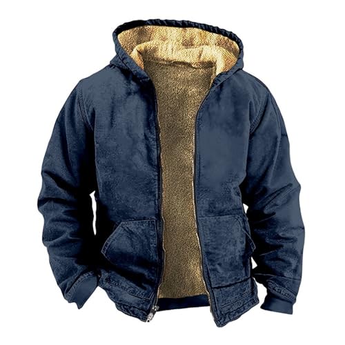 Thermo Hoodie Pullover Herren Winter Langarm Reißverschluss Teddy Fleece Sweatshirt Warm Gefüttertes Pulli Dicke Kapuzenpullover Große Größe Fleecepulli Einfarbig Weich Bequem Plüsch Unterhemd von Generisch