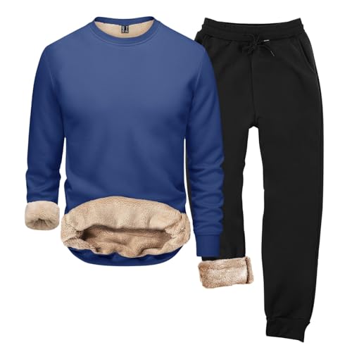 Thermo Jogginganzug Herren Lang Trainingsanzug Fleece Sport Outfit Gefüttert Gepolstert Tracksuit Winter Warm Sportanzug Lounge Set mit Kapuze Freizeitanzug Herrenanzug Kapuzenpullover Jogginghose von Generisch