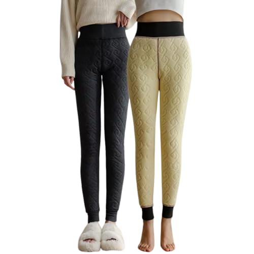 Thermo Leggings Damen Fleece Gefüttert Thermoleggings Verdickte Winterleggings Winter High Waist Thermohose Outdoor Warm Fleecehose Freizeit Elastisch Plüschhose Blickdicht Strumpfhose Unterwäsche von Generisch