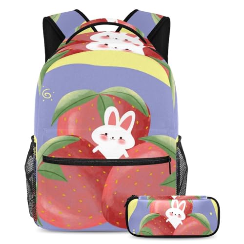 Tiger und Oranges trendiges Schulranzen-Set für Kinder, perfekter Rucksack mit Federmäppchen für Jungen, Mädchen, Teenager, 2-teilig, Mehrfarbig Nr. 02, B：29.4x20x40cm P：19x7.5x3.8cm, Tagesrucksäcke von Generisch