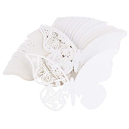 Tischkarte mit Schmetterlings-Motiv, lasergeschnitten, für Hochzeit, Champagner, Weinglas oder Tischnummer von Generisch