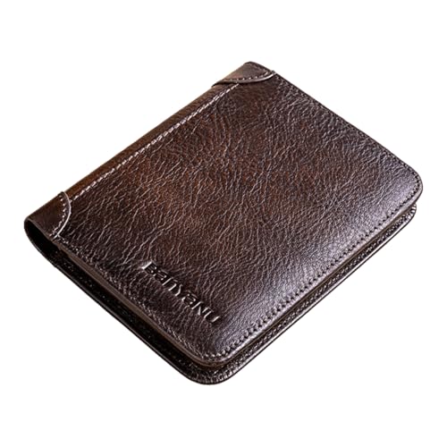 Top Grain Rindsleder Herren Geldbörse Slim Trifold Design mit 12 Kartenfächern und Münzfach Blockierung Anti-Diebstahl Kurze Brieftasche Ultra Dünn Multifunktions Geldbörse für den täglichen Gebrauch von Generisch