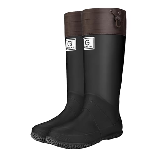 Tote Regenstiefel für Damen – Faltbare Gummistiefel mit verstellbarer Manschette, rutschfeste Sohle, leicht, für Gartenarbeit und Arbeiten im Freien, Schwarz , 40 EU von Generisch