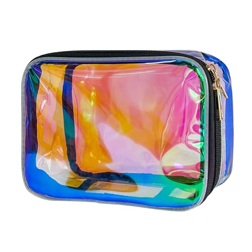 TotePrint Regenbogen Make-up-Tasche PVC Große Kapazität Transparente Aufbewahrung Waschbeutel Tragbare Reißverschluss Tasche wasserdichte Kosmetik Geschenktasche Frau (437-15) von Generisch