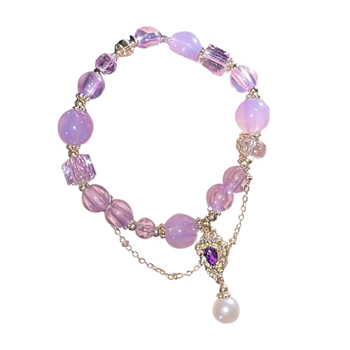 Totenkopf Armband Herren Amethyst Bracelet With Contrasting Colors A Of And Delicate Charm A For Friends Wisteria Flower Bracelet. Armband Mit Roten Steinen (Purple, One Size) von Generisch