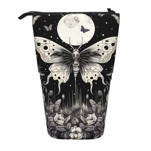 Totenkopf-Federmäppchen mit Schmetterling, Gothic, Stehendes Federmäppchen, Halloween, Teleskop-Federtasche, Pop-Up-Kosmetiktasche, Schreibwaren-Organizer für Schule, Büro, Reisen von Generisch