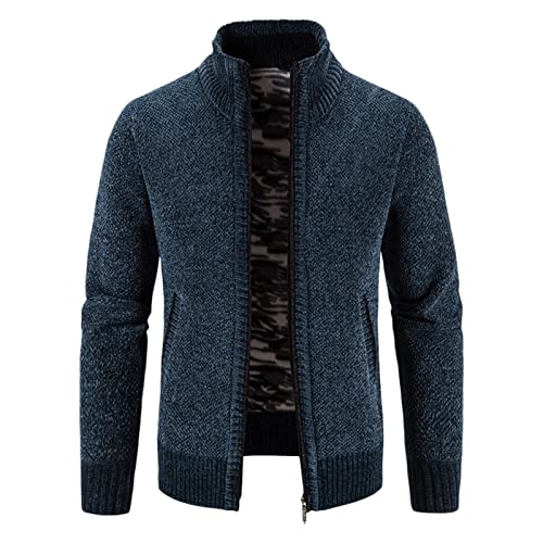 Trachten Strickjacke Herren Leicht Langarm mit Reißverschluss Modern Strickjacke Cardigan 3XL Strick Herbst Ohne Kapuze Wolljacke Sweatjacke Outdoor Lang Trachtenjacke Wintermantel von Generisch