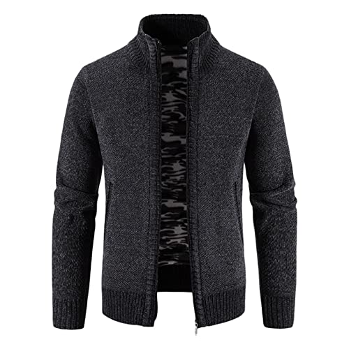 Trachten Strickjacke Herren Leicht Langarm mit Reißverschluss Modern Strickjacke Cardigan 3XL Strick Herbst Ohne Kapuze Wolljacke Sweatjacke Outdoor Lang Trachtenjacke Wintermantel von Generisch