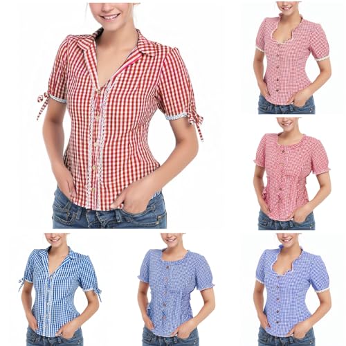 Trachtenbluse Damen Rot Weiss Kariert Trachten Bluse Kurzarm Trachtenmode Trachtenblusen Oktoberfest Kostüm Dirndl Bluse Traditionelle Blusen Moderen Bayerische Trachtenshirt Dirndlbluse Trachtenbluse Damen Rot Weiss Kariert Trachten Bluse Kurzarm Trachtenmode Trachtenblusen Oktoberfest Kostüm Dirndl Bluse Traditionelle Blusen Moderen Bayerische Trachtenshirt Dirndlbluse von Generisch