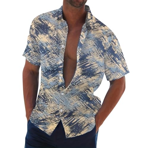 Trachtenhemd Herren, Langarm Und Kurzarm Hemd Button Down Shirts for Männer Herren Hawaii Holzfällerhemd Karo Hemden Slim Fit Bügelfreies Poloshirts T Grün von Generisch
