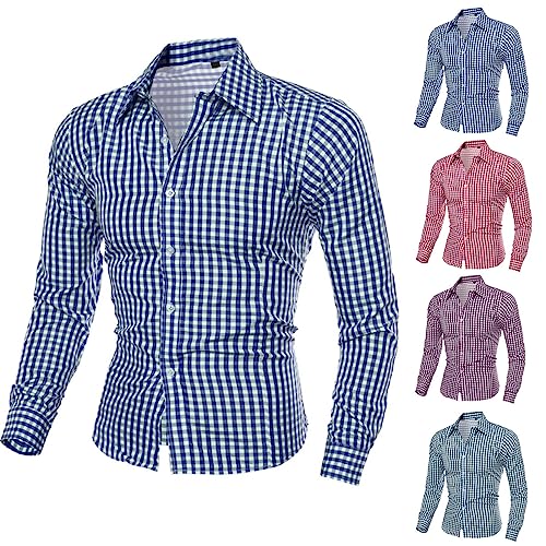 Trachtenhemd Herren Oktoberfest Herren Outfit Kariertes Hemd GrüN Blau Rot Trachtenhemden Langarm Karohemd Baumwolle Slim Atmungsaktiv Pflegeleicht Trachten Hemden Perfekt FüR Trachten Festlichkeiten von Generisch