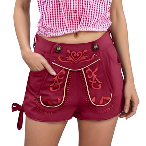 Trachtenhose Damen Lederhose Shorts Moderne Bayrische Tracht Oktoberfest Knopt mit Taschen Kurze Trachten Lederhose für Damen Trachtenhose Damen Lederhose Shorts Moderne Bayrische Tracht Oktoberfest Knopt mit Taschen Kurze Trachten Lederhose für Damen von Generisch