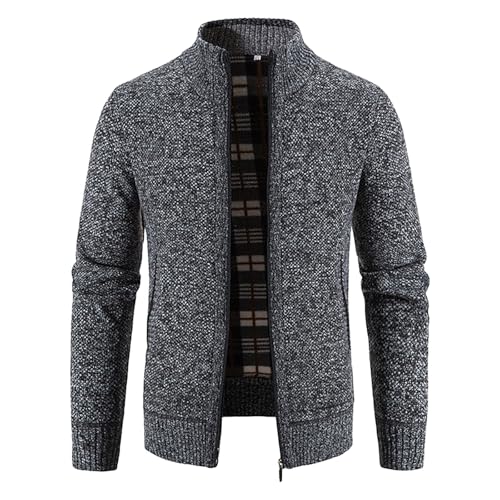 Trachtenjacke Herren, Trachtenjanker für Herren Trachten Strickjacke Reißverschluss Strick mit Kragen Trachtenjacke Langarm Cardigan Sweatjacke Jacke Basic Strickjacken Klassischer Strickpullover von Generisch