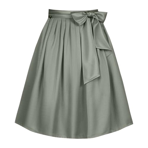 Trachtenrock Damen Knielang Dirndl Rock Elegant Oktoberfest Röcke Faltenrock Große Größen Trachtenschürze Karneval Damenrock Leicht Trachtenkleid für Festlichkeiten (Army Green, XL) von Generisch