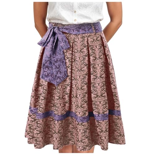 Trachtenrock Damen Knielang Oktoberfest Damen Outfit Dirndl Rock Aus Jacquad Dirndlschürzen Mit Schleife Faltenrock Midirock Dirndlrock Trachtenkleid Trachten Vintage Dirndelkleider Für Oktoberfest von Generisch