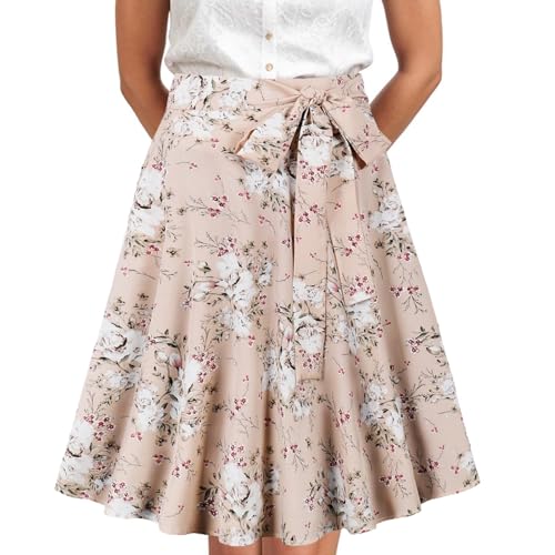 Trachtenrock Damen Knielang große größen lang modern grün blau kurz, Trachtenrock Damen Knielang Dirndl Rock Faltenrock mit Gürtel Pliseerock für Oktoberfest MulticolL von Generisch