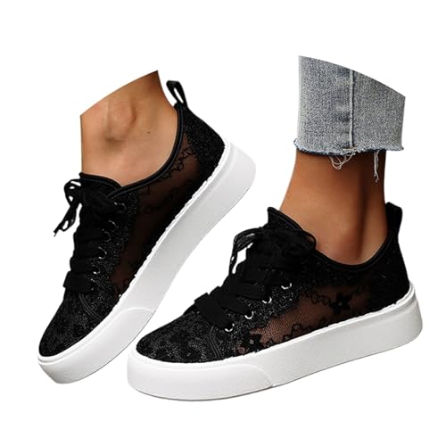 Trachtenschuhe Damen Dirndl Schuhe Spitzen Trachten Sneaker Flach Mesh Atmungsaktive Turnschuhe Elegant Bequem Stoffschuhe Oktoberfest Outdoor Brautschuhe Hochzeitsschuhe von Generisch