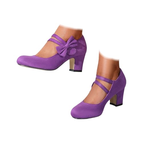 Trachtenschuhe Damen Pumps Dirndl Schuhe Mit Fliegen Oktoberfest Spangenpumps Mary Jane Absatzschuhe Elegant High Heels Tanzschuhe Brautschuhe Damenschuhe Und Bequem Flache Für Riemchen von Generisch