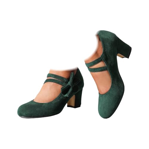 Trachtenschuhe Damen Pumps Dirndl Schuhe Mit Fliegen Oktoberfest Spangenpumps Mary Jane Absatzschuhe Elegant High Heels Tanzschuhe Brautschuhe Damenschuhe Und Bequem Flache Für Riemchen von Generisch