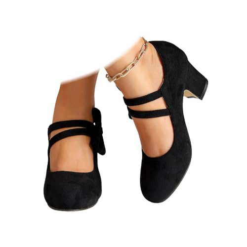 Trachtenschuhe Damen Pumps Dirndl Schuhe Mit Fliegen Oktoberfest Spangenpumps Mary Jane Absatzschuhe Elegant High Heels Tanzschuhe Brautschuhe Damenschuhe Und Bequem Flache Für Riemchen von Generisch