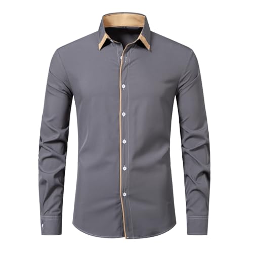 Trachtenshirt Herren Langarm Trachtenhemd Kariertes Freizeithemd Slim Fit Revershemd Hemd Oktoberfest Outfit Business Langarmhemd Bequeme Businesshemd Casual Karohemd von Generisch