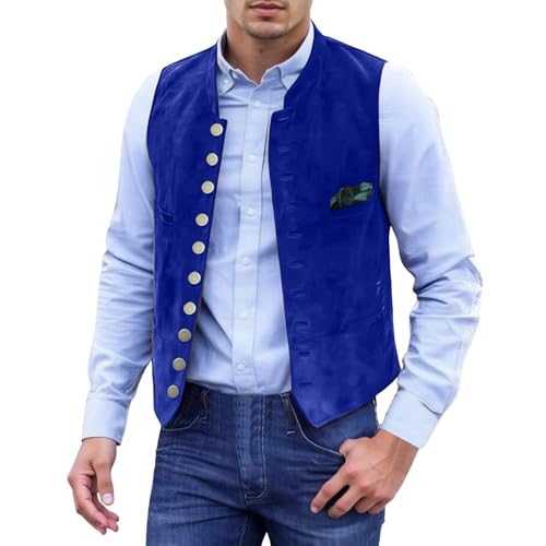 Trachtenweste Herren Ärmellose Trachtenjacke Elegant Lederweste Anzugwesten Einfarbig Trachten Outfit Trachtenwesten Trachtensakko für Oktoberfest von Generisch