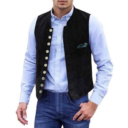 Trachtenweste Herren Mit Stehkragen Samt Lederhosen Trachten Weste Ärmellose Trachtengilet Slim Fit Oktoberfest Herren Outfit Vintage Herrenweste von Generisch