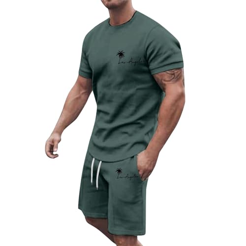 Tracksuit T-Shirt FüR Herren 2-Teiliges Set Mit T-Shirt Und Kurze Hose Sommer Trainingsanzug Sportanzug Unisex Sweatshirt Anzug Short Fashion Jogginganzug Tennisshirt Kurzer Sportanzug Herren von Generisch