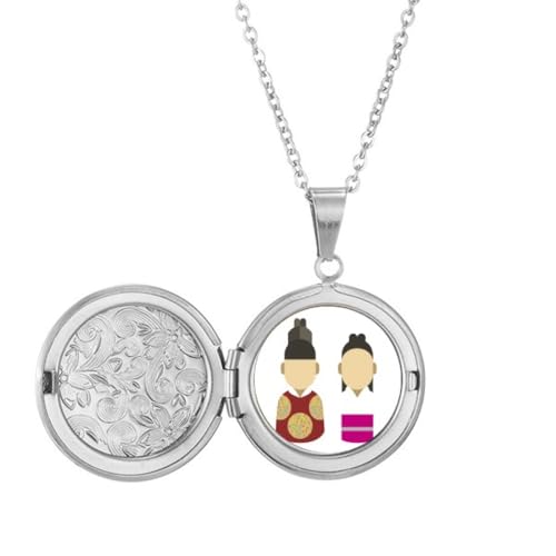Traditionelles Korea-Medaillon mit Prinz- und Prinzessinnen-Medaillon für Bild, Schmuck, Geburtstagsgeschenk von Generisch