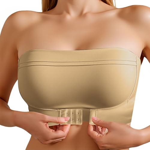 Trägerlose BHS Damen ohne Bügel Push Up BH Bandeau Top Nahtlos ohne Bügel Pushup-BH Durchsichtigen Trägern Ungepolstert Bandeau Sport-BHS von Generisch