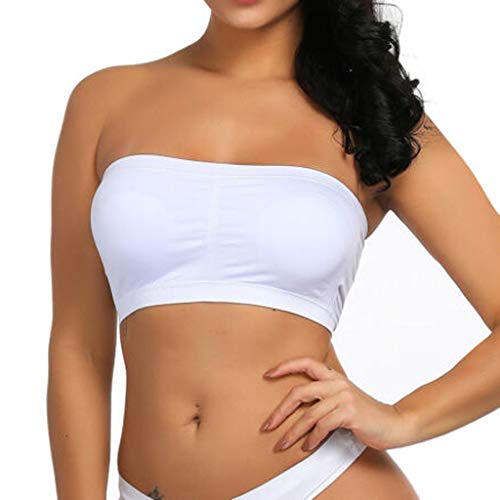 Trägerloser Gymnastikanzug für Damen, doppelt abnehmbar, trägerlos, gepolstert, Bandeau-BH, dehnbares Damen-Top, Schlauch-Top, Sport-BH für Damen, weiß, M Trägerloser Gymnastikanzug für Damen, doppelt abnehmbar, trägerlos, gepolstert, Bandeau-BH, dehnbares Damen-Top, Schlauch-Top, Sport-BH für Damen, weiß, M von Generisch