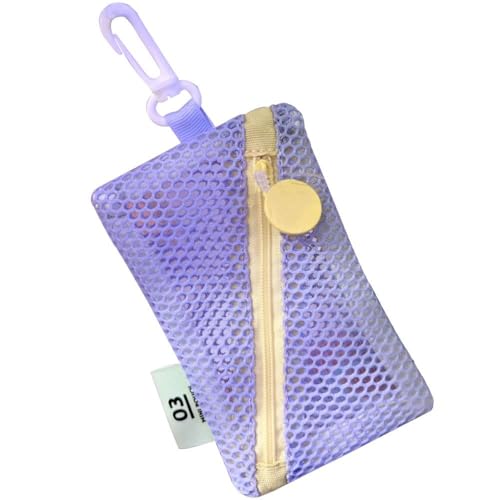 Tragbare Kosmetiktasche mit Reißverschluss, Mini-Lippenstift-Make-up-Tasche, Münztasche, Organizer für Tasche, Netz-Make-up-Tasche, rose, Purple-Rectangle von Generisch