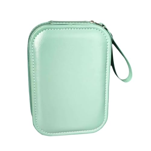 Tragbare LED-Make-up-Spiegel-Hülle, multifunktionale, tragbare Aufbewahrungsbox mit Klappspiegel, Make-up-Box, dreifarbig, verstellbar, LED-Make-up-Spiegel, Aufbewahrungsbox für Damen, Grün mit Griff von Generisch