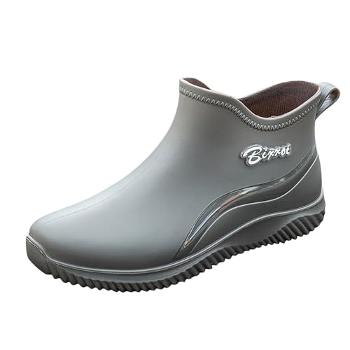 Tragbare Regenschuhe für Herren und Damen, Gummischuhe mit mittelhoher Wadensohle, rutschfest, Öl-Kochschuhe, Schneestiefel, Mädchen, Größe 43, grau, 39 2/3 EU von Generisch