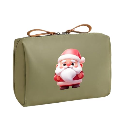 Tragbarer Kulturbeutel – Reise-Kulturbeutel mit Reißverschluss und Aufdruck – Make-up-Organizer-Tasche, Damen-Geldbörse, Weihnachts-Make-up-Pinsel-Organizer, armee-grün, Refer to description, Uni von Generisch