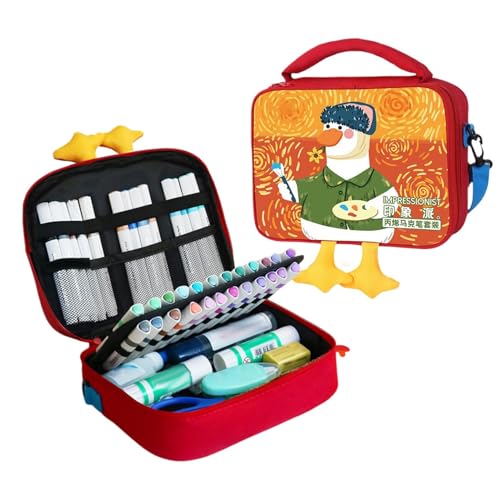 Tragbares Markerstift-Set – Marker-Stifte-Set, 48-teiliges Malstifte-Set, Kunst und Handwerk, Malstift-Set mit Enten-Aufbewahrungstasche, langlebiger Kinder-Malmarker zum Zeichnen von Markern von Generisch