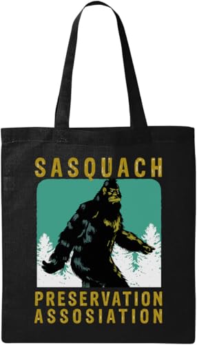 Tragetasche im Retro-Stil, Motiv: Sasquach Preservation Assosiation Poster, natürliche ökologische Baumwolle, Schwarz, Schwarz , Einheitsgröße Tragetasche im Retro-Stil, Motiv: Sasquach Preservation Assosiation Poster, natürliche ökologische Baumwolle, Schwarz, Schwarz , Einheitsgröße von Generisch