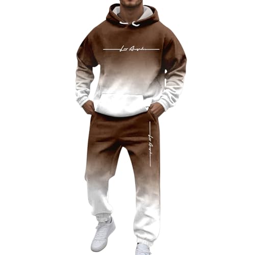 Trainingsanzüge Herren Jogginganzug Gradientenfarbe 2 Teilig Hip Hop Y2K Tracksuit Hoodies + Jogginghosen Männer Freizeitanzüge Kapuzenpullover Casual Bequeme Sportanzug von Generisch