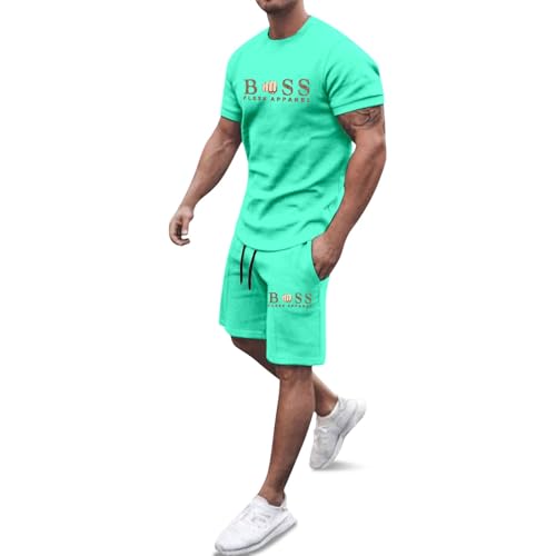 Trainingsanzug Herren 2 Teiler Jogginganzug Bequeme Sommer Outfit Oversized Sport Kleidung Zweiteiler Männer Fitnessanzug Kurzarm T-Shirt + Kurze Hose Schlafanzug Loungewear Trainingsanzug Herren 2 Teiler Jogginganzug Bequeme Sommer Outfit Oversized Sport Kleidung Zweiteiler Männer Fitnessanzug Kurzarm T-Shirt + Kurze Hose Schlafanzug Loungewear von Generisch