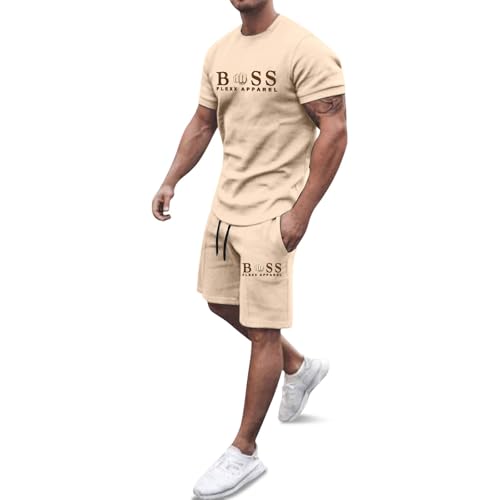 Trainingsanzug Herren 2 Teiler Jogginganzug Bequeme Sommer Outfit Oversized Sport Kleidung Zweiteiler Männer Fitnessanzug Kurzarm T-Shirt + Kurze Hose Schlafanzug Loungewear Trainingsanzug Herren 2 Teiler Jogginganzug Bequeme Sommer Outfit Oversized Sport Kleidung Zweiteiler Männer Fitnessanzug Kurzarm T-Shirt + Kurze Hose Schlafanzug Loungewear von Generisch