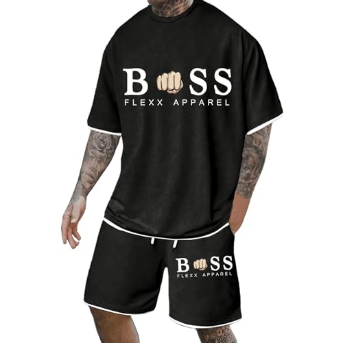 Trainingsanzug Herren 2 Teiler Y2K Oversized Mode Jogginganzug Streetwear Bequeme Atmungsaktiv Sommer Outfit Sport Kleidung Zweiteiler Männer Fitnessanzug Kurzarm T-Shirt + Shorts Set Trainingsanzug Herren 2 Teiler Y2K Oversized Mode Jogginganzug Streetwear Bequeme Atmungsaktiv Sommer Outfit Sport Kleidung Zweiteiler Männer Fitnessanzug Kurzarm T-Shirt + Shorts Set von Generisch