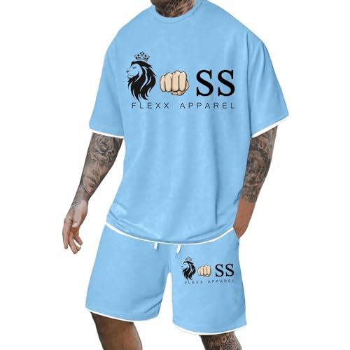 Trainingsanzug Herren 2 Teiler Y2K Oversized Mode Jogginganzug Streetwear Bequeme Atmungsaktiv Sommer Outfit Sport Kleidung Zweiteiler Männer Fitnessanzug Kurzarm T-Shirt + Shorts Set Trainingsanzug Herren 2 Teiler Y2K Oversized Mode Jogginganzug Streetwear Bequeme Atmungsaktiv Sommer Outfit Sport Kleidung Zweiteiler Männer Fitnessanzug Kurzarm T-Shirt + Shorts Set von Generisch