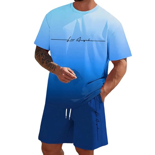 Trainingsanzug Herren Jogginganzug Aufdruck Zweiteiliges Set Freizeit Sportanzug Komfort Lässig 2 Teiliges Kurze Hosen + T Shirt Set Bequeme Freizeitanzug Männer von Generisch