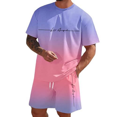 Trainingsanzug Herren Jogginganzug Aufdruck Zweiteiliges Set Freizeit Sportanzug Komfort Lässig 2 Teiliges Kurze Hosen + T Shirt Set Bequeme Freizeitanzug Männer von Generisch